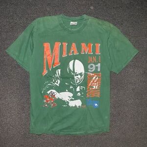 Vintage Miami hurricanes football 1991 dated cotton bowl graphic shirt size xl